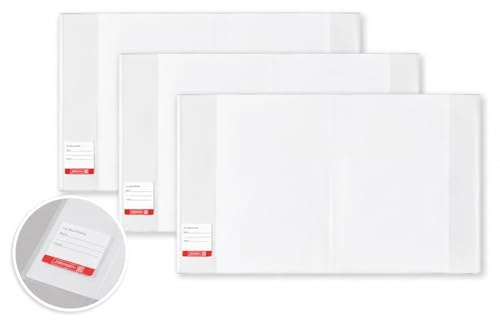 Brunnen 104024003 Buch-, Heftumschlag/Buchschoner (Buchhöhe 24 cm, 44,5 x 24 cm, mit Kantenschutz) transparent 3er Set (3)
