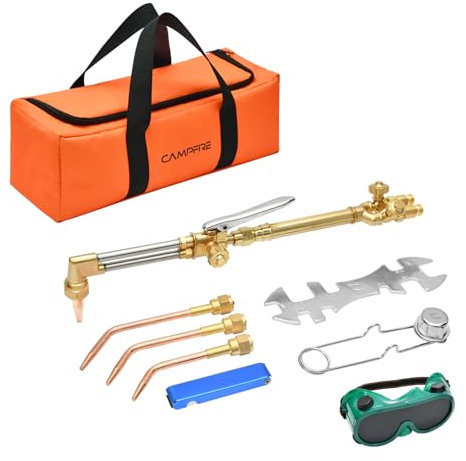 CAMPFIRE Oxy Acetylen-Brenner-Set, 12-teiliges Schweißbrenner-Set mit Rückschlagventilen und Werkzeugtasche