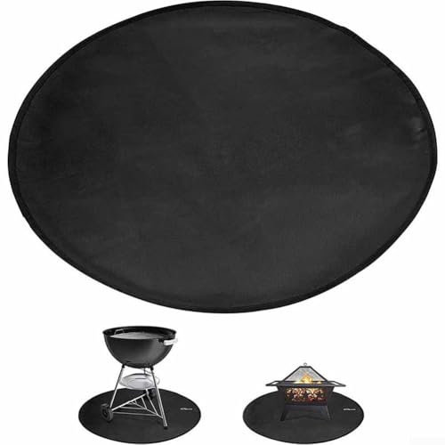 Feuerfeste runde Grillmatte, 81,3 cm Durchmesser, wasserdicht, hitzebeständiger Deckschutz für Außenbereich, Terrasse, Rasen, Feuerstelle