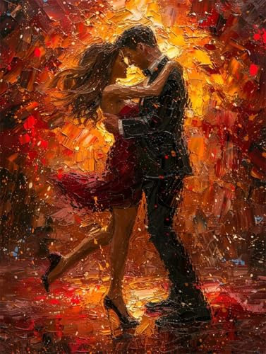 DIY 5D Erwachsene und Anfänger Diamant Malerei Set Bohren Voll Leidenschaftliche Liebhaber Tanzen Tango Bild Diamond Painting Gemälde Arts Perfekt Für Entspannung Und Decor Platz Drill 45x60cm AB1950