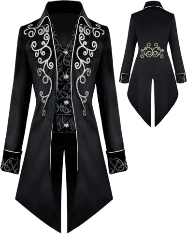 YQVGFBY Steampunk Vintage Frack Giacca Gothic Frack, Costume di Carnevale, abbigliamento medievale, da uomo, costume di Halloween