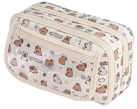 YGCHEN Capybara Federmäppchen Niedliches Mäppchen Kinder Schreibwaren Tasche Große Kapazität Federtasche Capybara Pencil Case Schreibwaren Organizer für Mädchen Junge