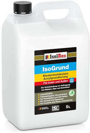 Isolbau IsoGrund Grundierlösung - 5 L Niedermolekulare Acrylgrundierung für Innen & Außen - Für professionelle Grundierung