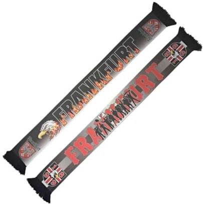 Frankfurt Polyesterschal in Strickoptik - Flammen, schwarz-weiss, Fussball, 1899, Fanschal, NEU