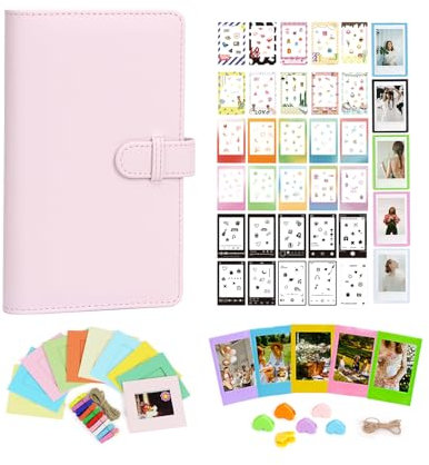 Aisnyho Instant Film Accessories Kit for Instax Mini LiPlay 12 11 9 8+ 8 evo 99 SE 40 90 70 50S 26 25 7S Camera,Include Album/Film Stickers/Mini Frames/Colorful Clip (Blossom Pink)