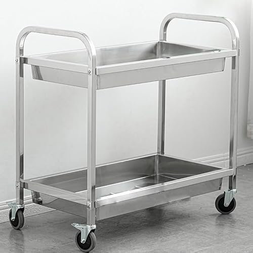 QUSYZD Carrello Multiuso, Tavolo da Lavoro in Acciaio Inossidabile su 4 Ruote, Tavolo da Lavoro per la Preparazione di Alimenti in Cucina, Carrello da Bar per Sala da Pranzo,