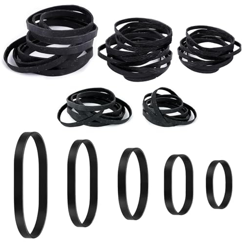 200Pcs Rubber Bands Black Elastic Assorted Sizes 25/40/50/60/70 x5mm