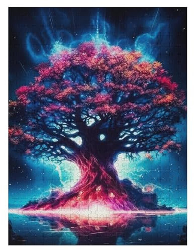 Holzpuzzle 500 Teile, Kosmischer Lebensbaum Puzzles Erwachsene Und Kinder, Am Besten Für Die Familienspielsammlung - Puzzle (55×41cm)