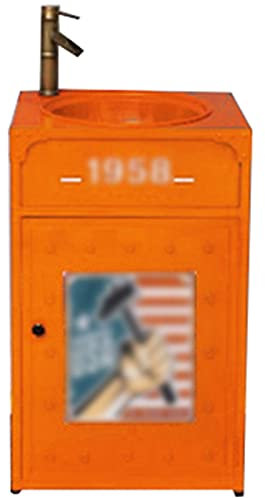 GLJTUO Meuble sous Lavabo De Style Industriel avec Lavabo, Meuble De Lavabo Moderne avec Robinet Et Drain, Meuble De Rangement sur Pied pour Salle De Bain sous Évier 19,6 X 16,