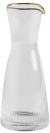 home&you - Wasserkaraffe Vanesa, 950 ml, Glaskaraffe für Wasser Eistee Milch Wein, Wasserkrug, Saft Krug - Gold