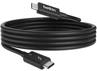 Belkin Câble USB-C Thunderbolt 5 (Power Delivery de 240 W, bande passante jusqu'à 120 Gbit/s, transfert de données 3 fois plus rapide, résolution 4K UHD, 1 m, recharge rapide certifiée Intel, noir)