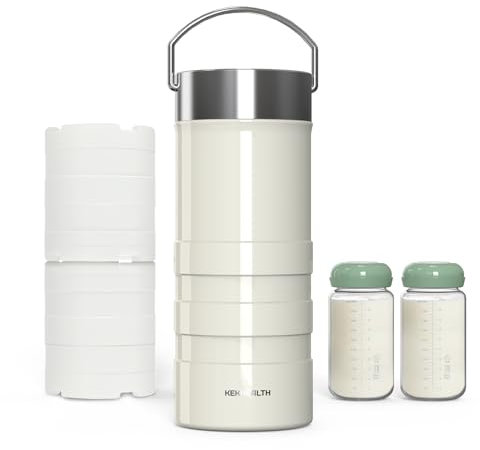 KEKHEALTH Glaciere Lait Maternel Portable Pour Le Travail et Les Voyages, Refroidissement Continu 24 Heures, Refroidisseur 650ml de Lait Maternel de Grande Capacité Avec 2 Bouteilles Lait Maternel
