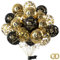 Yiran Luftballons zum 65. Geburtstag, Schwarzgold, 15 Stück – Herren & Damen Happy Birthday Party Dekorationen – Latex-Konfetti-Ballons, 30,5 cm & Band