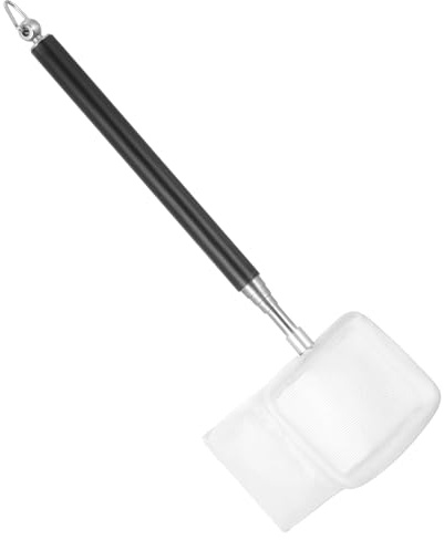Kescher Aquarium, 5.5 cm Aquarium Garnelenkescher Kescher Klein Aquarienkescher mit Ausziehbarem Edelstahlgriff für Aquarien Kleine Teiche, Fine Mesh, Einziehbar 19cm-53cm Lang