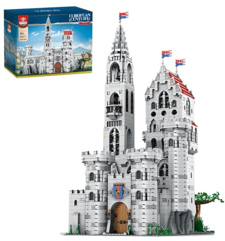 Kaoliscious Mittelalterliche Burg Klemmbausteinen Bauklötze, Modular European Castle Gebäude Architektur 3999 Stück Architektur für Erwachsene 16+