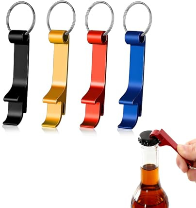 4 Pcs Bottle Opener Keyring, Mini Bottle Openers Keys, Beer Caps Cans Openers Keychain, Outdoor Opener for Men Women Daily Use and Gift