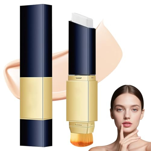 1 Stück 2 In 1 Mehrzweck Feuchtigkeits Foundation Stick, Foundation Stick Full Coverage, Lightweight Foundation Stick with Brush, Make Up Feuchtigkeitsspendendes Concealer, zu Erstellen Einfach