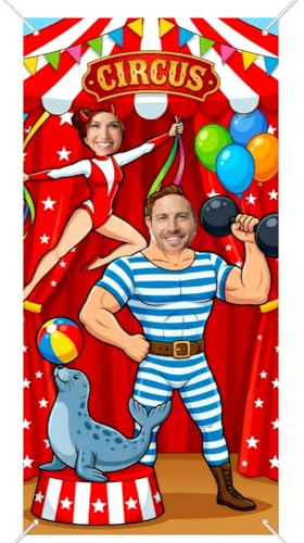 SUPERDANT 1 Pcs Carnival Photo Backdrop 180x90 Cm Circus Theme Banner Durable Polyester Background 4 Grommets 6 M Rope Machine Washable Large Party Decor Door Hanging Prop Colorful