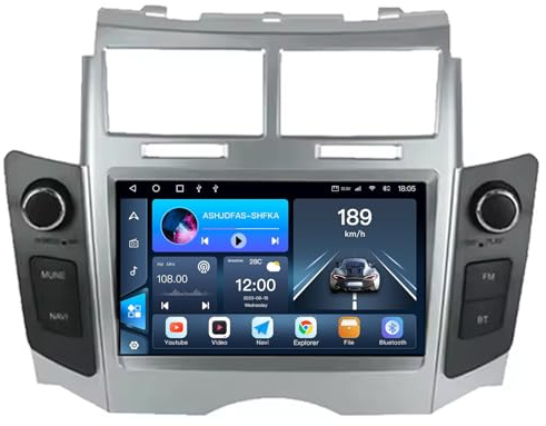 HIBIYA Android 15 Autoradio CarPlay Android Auto Wireless per Toyota Yaris XP90 Vitz Platz 2005-2011, 7 Pollici Car Radio con GPS WiFi Bluetooth FM RDS Telecamera Posteriore(8-Core(2G+32G))