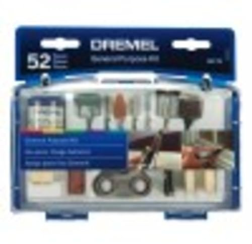 Dremel 687-01 52-teiliges Allzweck-Werkzeugzubehör-Set – inklusive Schnitz-Bit, Schleiftrommeln, Schleifsteinen, Trennscheiben und Aufbewahrungskoffer, Grau