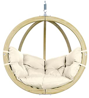 AMAZONAS Globo Chair - Premium FSC-zertifizierter, Wetterfester Hängesessel mit Super Soft Polsterung, In- und Outdoor | Belastbar bis 120 kg | Farbe: Natura