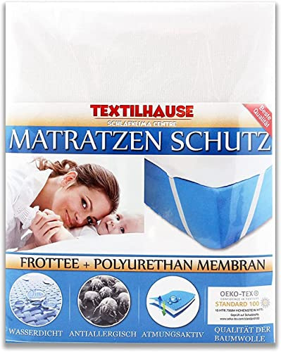 TEXTILHAUSE - Wasserdicht Matratzenschoner 90 x 160 cm | Inkontinenzauflage Unterlage 90x160 | Matratzenbezug 90x160cm Matratzenauflage 90 x 160cm, White