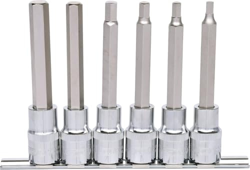KS Tools 918.1336 1/2 CHROMEplus Bit-Stecknuss-Satz Innensechskant, 6-tlg. 5-12mm,lang