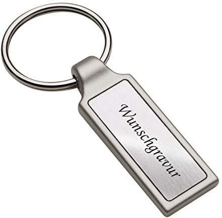 Schlüsselanhänger  IRUN RECTANGULAR mit Gravur aus Metall, inkl. Gravur rechteckig silber matt