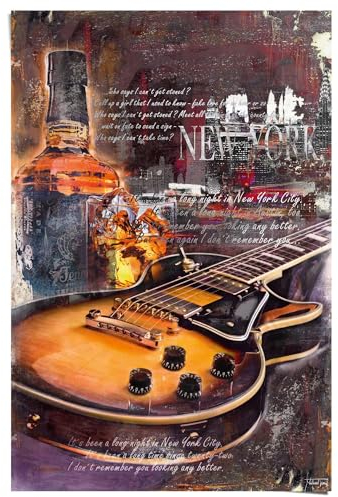 REINDERS Poster, Guitar Blues Night, Hobbyraum, Poster, Wanddeko, Room Decor, 150 gr. glänzend Bilderdruckpapier, Braun, 91,5x61cm