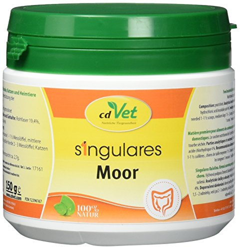 cdVet Naturprodukte Singulares Moor 150 g - Hund, Katze, Pferd, Nager, Heimtiere - unterstützt Magen-Darm-Tätigkeit - reguliert Magensäurekonzentration - reich an Huminsäuren+Mineralstoffen -