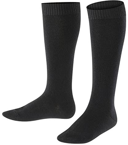 FALKE Comfort Wool K Kh lana filo funzionale al ginocchio tinta unita 1 paio, Calzini lunghi Unisex - Bambini, Nero Black 3000, 23-26