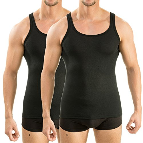 HERMKO 63000 2er Pack Herren Funktionsunterhemd, Tank Top (Weitere Farben), Größe:D 7 = EU XL, Farbe:schwarz