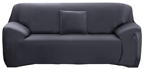 ele ELEOPTION Sofa Überwürfe Sofabezug Stretch elastische Sofahusse Sofa Abdeckung in Verschiedene Größe und Farbe Herstellergröße 235-300cm (Grau, 4 Sitzer für Sofalänge 220-300cm)