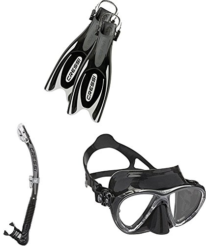 Cressi Frog Plus Unisex Flossen + Big Eyes Evolution-Revolutionäre Erwachsene Tauchmasken + Alpha Ultra Dry - Schnorchel Trocken