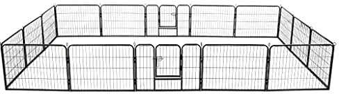 vidaXL Hunde-Laufstall 16 Paneele Stahl 60x80 cm Schwarz