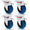 PRIOstahl® Transportrollen Lenkrolle mit Bremse blau | 100mm| blue wheels | Lenkrolle mit Bremse (4 Rollen)