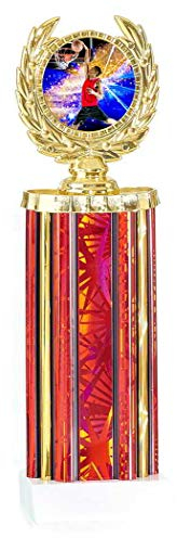 S.B.J - Sportland Gold roter Pokal in Zylinderform ca 33 cm.