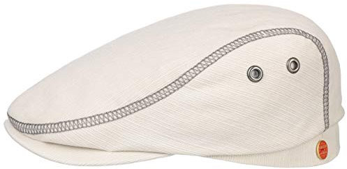 Mayser Franky Sun Protect Flat Cap Men - Made in the EU Ivy hat Cotton Summer with Peak Spring-Summer - 62 cm Cream White