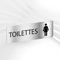 Plaque Signalétique Toilettes Femmes – Plaque De Porte Adhésive PVC 5 x 15 cm – 20 Couleurs Disponibles (Gris alu brillant)