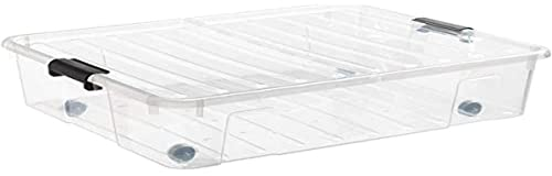 Plast Team Unterbettkommode XL 49 Liter Bedroller Unterbettbox mit Rollen Aufbewahrungsbox