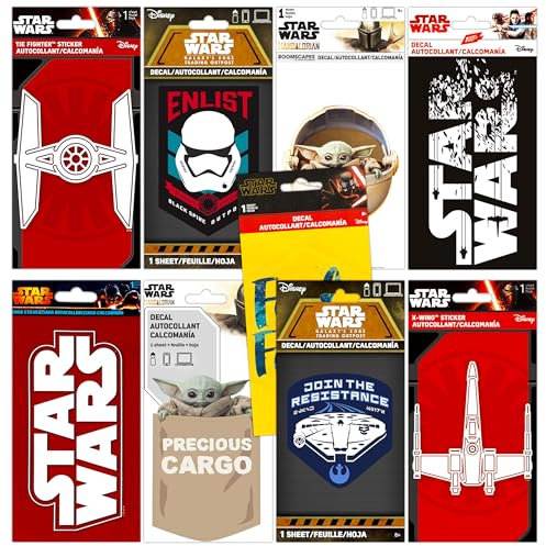 Disney Star Wars Ultimate Sticker Set - Premium 9 Pack Star Wars Decal Bundle Star Wars Stickers for Walls, Cars, Laptops, and More (Star Wars Room Decorations, Star Wars Party Decorations)