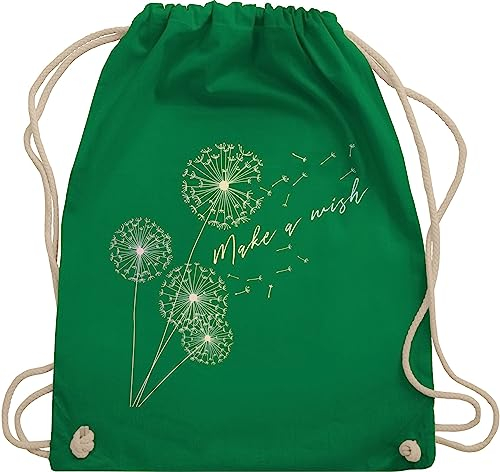 Shirtracer Turnbeutel Rucksack - Sprüche Statement - Pusteblume Flower - Unisize - Grün - beutel mit blumenmuster statements wish stoffbeutel damen floral sprüchen wish. beuteltasche groß blumen