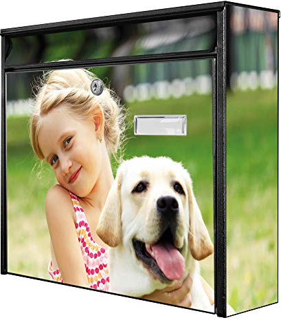 banjado® Burg-Wächter® Briefkasten mit Motiv Wunschmotiv/Briefkasten ohne Zeitungsfach 32x36x10 cm groß/Briefkasten mit Namensschild A4 Einwurf inkl. Montagematerial & 2 Schlüsseln