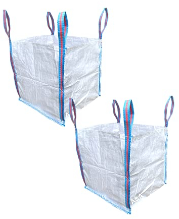 A&A Supplies 2 Sacs de construction en vrac FIBC avec poignées - 1/2 tonne, pour déchets de jardin - en matériau tissé industriel, robustes (2)