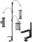 iBorn Deck Bird Feeder Pole Balcony Clamp, Three Adjustable Shepherds Hooks For Outdoor, Garden,Patio,Deck,Fence,Attracting Wild Bird Feeder Planter Hanger (Feeders are not included）