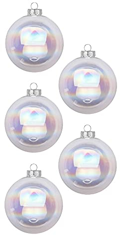 Inge Glas Weihnachtskugeln | Schöne Christbaumkugeln aus Glas | 20 Kugeln in Karton-Box | Christbaumschmuck Weihnachtsbaumschmuck Weihnachtsbaumkugeln (Irisierend | durchsichtig Seifenblasen Glanz)