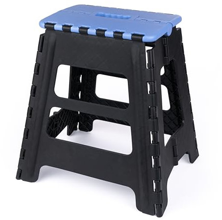 JOLLY Grand Tabouret Pliant, Stable et Robuste, Charge maximale : 150 kg, idéal pour Les Enfants et Les Adultes, Utilisation Polyvalente : Salle de Bain, Camping, Jardin et Voyage, Peu encombrant et