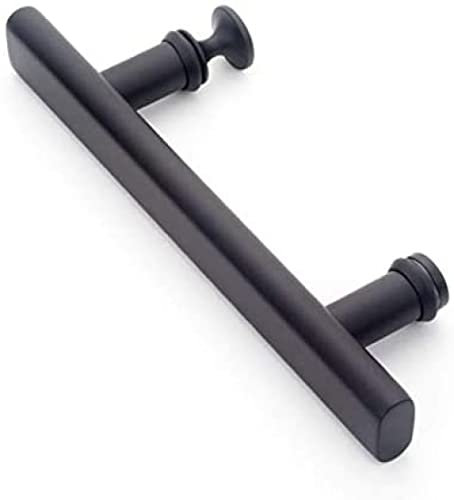 YRHH Push Pull Shower Door Handle 304 Matte Black Stainless Steel Bathroom Entry Door Handle for Interior Exterior Glass Door-145mm