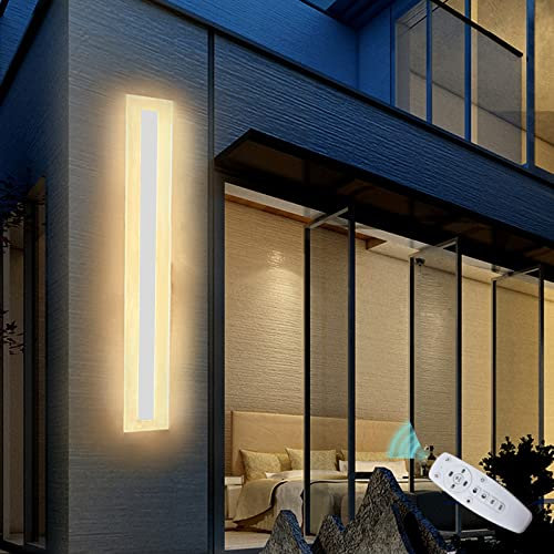 VOMI LED Aussenleuchten Wand Lang Schmal Wandleuchte Dimmbar mit Fernbedienung Weiß Wandlampe Innen Außen IP65 Lichtleiste Metall Badezimmer Schlafzimmer Wohnzimmer Treppen Gärten Terrassen Flur,30cm