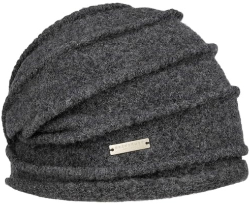 Seeberger Wollmütze Uni Headsock Damen - Wintermütze für Herbst/Winter, anthrazit, One Size